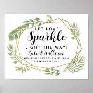 Crystal leaf wedding sparkler senden off wedding poster