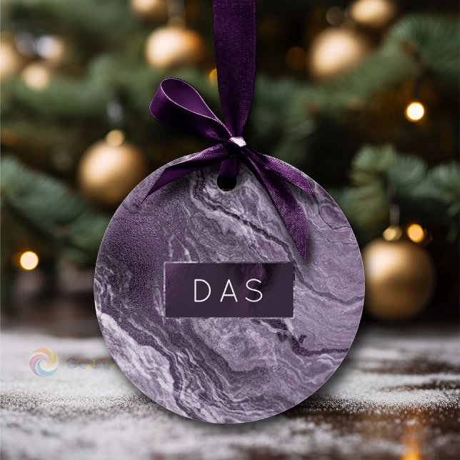 Crystal Lila Agate | Moody Marble Monogram Keramik Ornament (Von Creator hochgeladen)