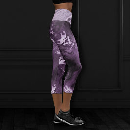 Crystal Lila Agate | Moody Marbled Stone Capri Leggings