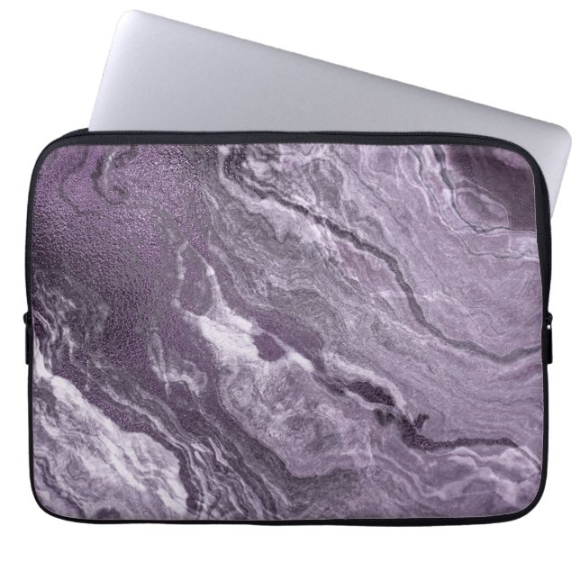 Crystal Lila Agate | Moody Marbled Stone Laptopschutzhülle (Vorderseite)