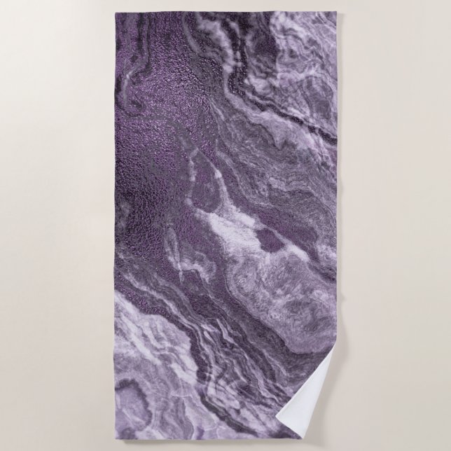 Crystal Lila Agate | Moody Marbled Stone Strandtuch (Vorderseite)