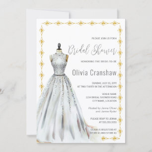 Crystal Look Wedding Gown Brautparty Einladung