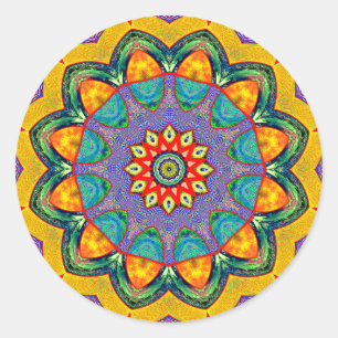 "Crystal Mandala Quilt" Runder Aufkleber
