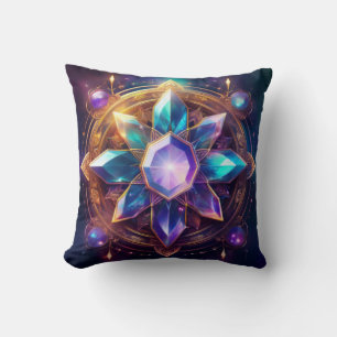 Crystal Mandala - Vibrant Gemstone Artwork Kissen