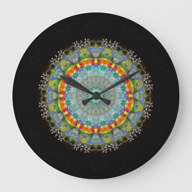 Crystal Mandala Wall Clock Große Wanduhr (Vorderseite)