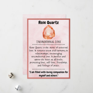 Crystal Meaning Card - Rose Quarz Feiertagskarte