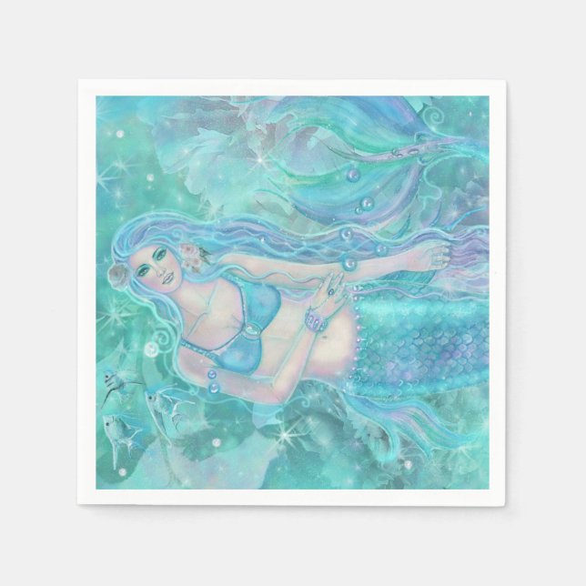 Crystal Mermaid Träume von Renee Lavoie Serviette (Vorderseite)