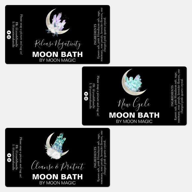 Crystal Moon Bath Soak Zaubermarken Etiketten (Gruppe)