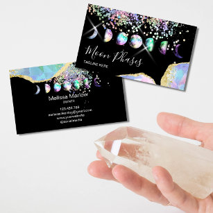 Crystal Moon Phases Celestial Holograph Mystical Visitenkarte