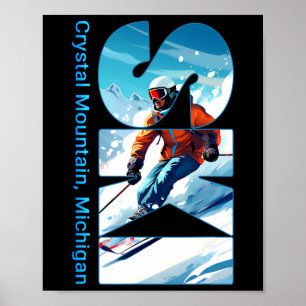 Crystal Mountain Michigan Skiferien Ski Ausflug Poster