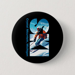 Crystal Mountain Michigan Skiferien Ski-Outdoor Button