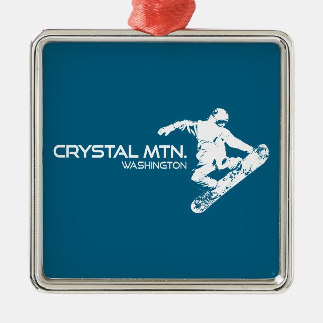 Crystal Mountain Washington Snowboarder Ornament Aus Metall (Vorne)
