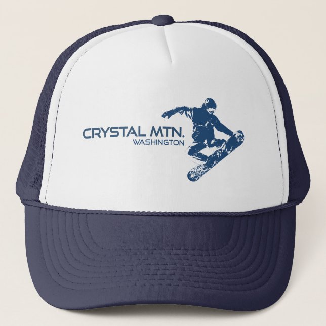 Crystal Mountain Washington Snowboarder Truckerkappe (Vorderseite)