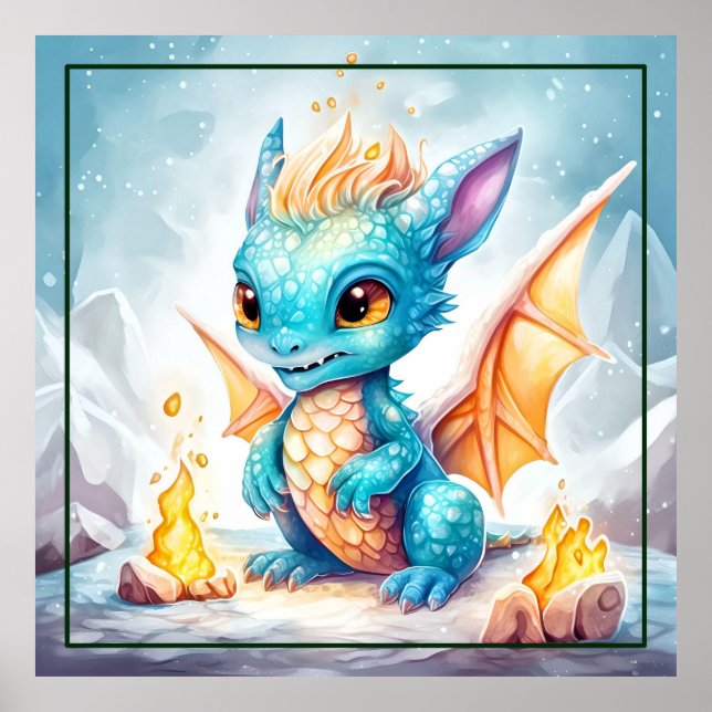 Crystal Niedlich Baby Blue Dragon Poster (Vorne)