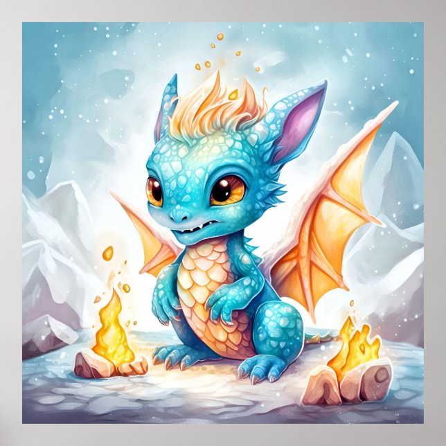 Crystal Niedlich Baby Blue Dragon Poster (Vorne)