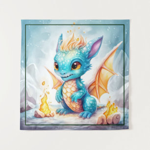 Crystal Niedlich Baby Blue Dragon Wandteppich
