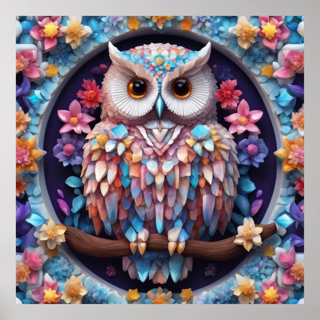 Crystal Owl Design behalten oder selbst entwerfen Poster (Vorne)