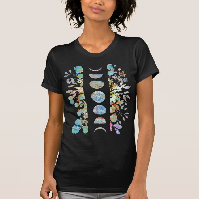 Crystal Pastel Botanical Moon Phases T-Shirt (Vorderseite)