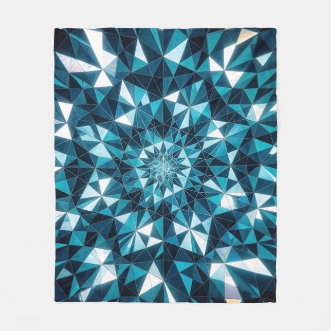 Crystal pattern Ocean Hues Kaleidoscope Pattern Fleecedecke (Vorderseite)