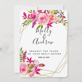 Crystal Pink Peach Rose Hochzeit RSVP Antwort KART