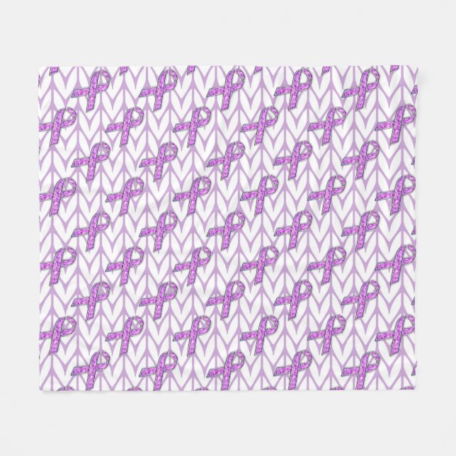 Crystal Pink Ribbon Bewusstsein Knittern Fleecedecke (Vorderseite (Horizontal))