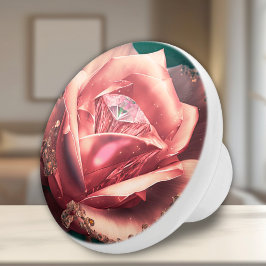 Crystal Pink Rose Keramik Knock Keramikknauf