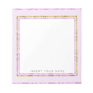 Crystal Pink und Gold Notepad 5,5" x 6" Notizblock