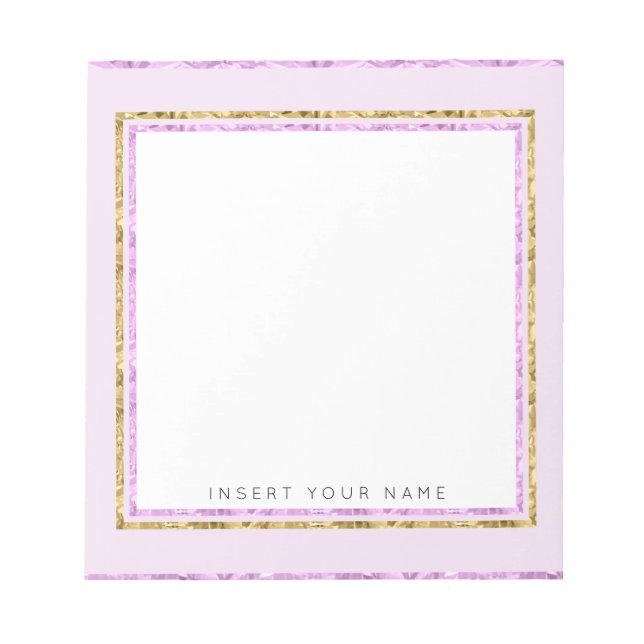 Crystal Pink und Gold Notepad 5,5" x 6" Notizblock (Vorderseite)