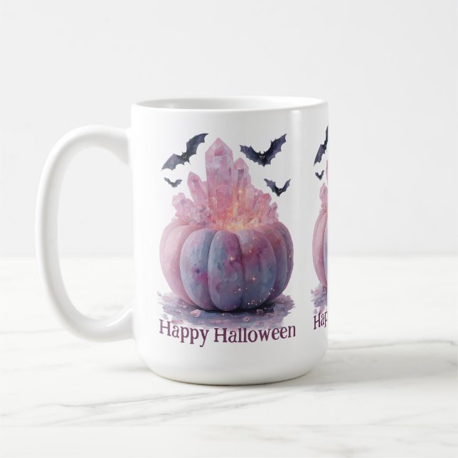 Crystal Pumpkin Happy Halloween Ästhetik Kaffeetasse (Links)