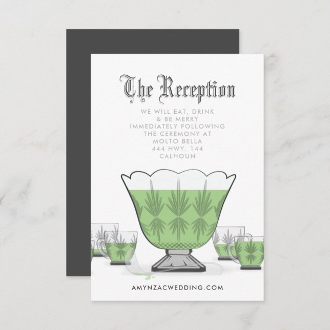 Crystal Punch Bowl Empfang Umschließkarte RSVP Karte (Vorne/Hinten)