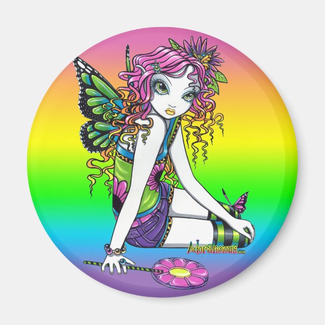 "Crystal" Rainbow Candy Fairy Art Magnet (Vorne)