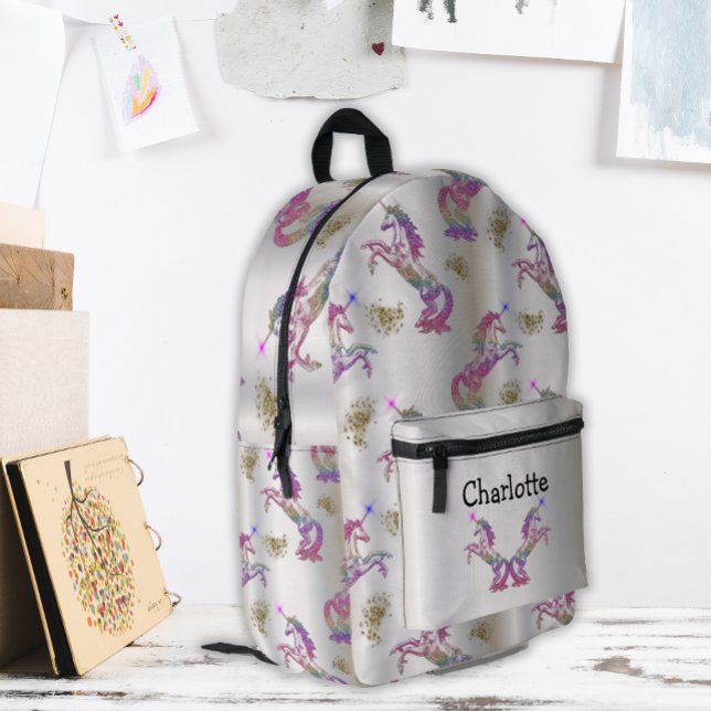 Crystal Rainbow Unicorns auf Silver Bedruckter Rucksack (Von Creator hochgeladen)