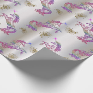 Crystal Rainbow Unicorns Geschenkpapier