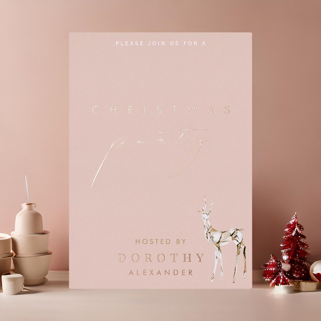 Crystal Reindeer Foil Christmas Party Einladung (Von Creator hochgeladen)