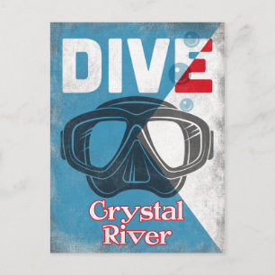 Crystal River Vintag Scuba Diving Mask Postkarte