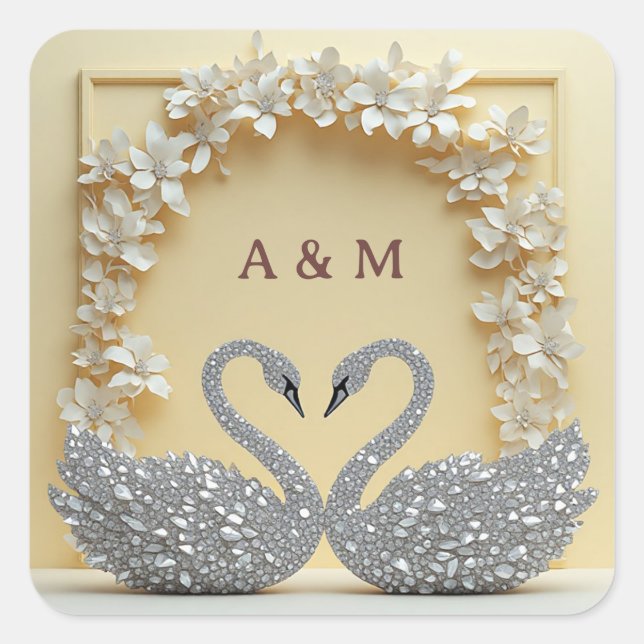 Crystal Romance Celebration Stil Quadratischer Aufkleber (Vorderseite)