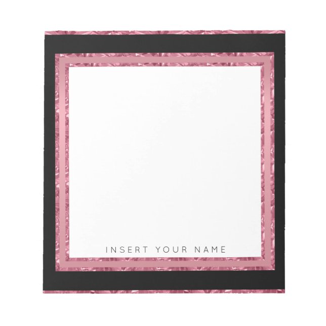 Crystal Rose Gold und Black Notepad 5.5" x 6" Notizblock (Vorderseite)