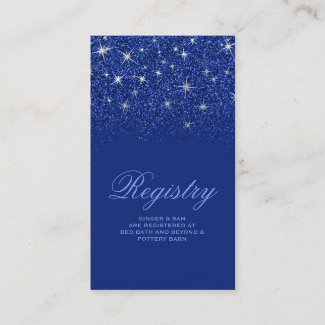 Crystal Sapphire Glitzer Wedding Registry Card Begleitkarte (Vorderseite)