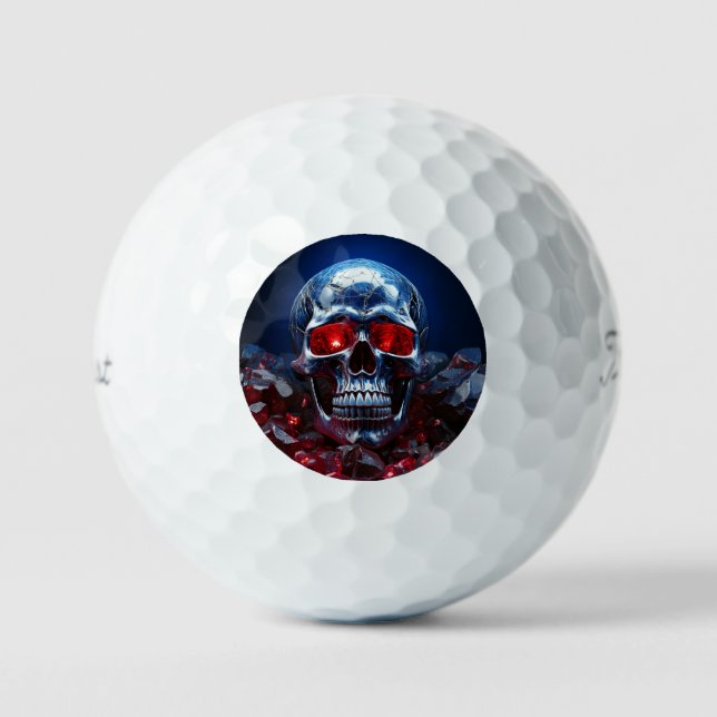 Crystal Skull mit Ruby Red Eyes Golf Balls Golfball (Vorderseite)