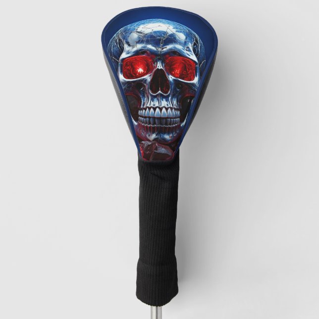 Crystal Skull mit Ruby Red Eyes Golf Head Cover Headcover (Vorderseite)