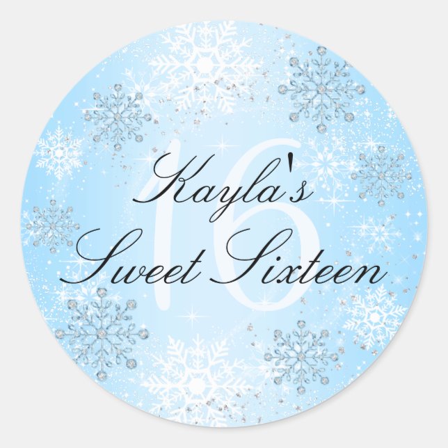 Crystal Snow Winter Wonderland Sweet 16 Sticker (Vorderseite)