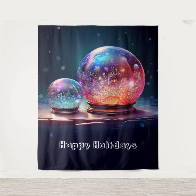 Crystal Snowballs Holiday Backdrop Wandteppich (Vorderseite)