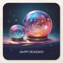 Crystal Snowballs Holiday Paper Coaster Rechteckiger Pappuntersetzer