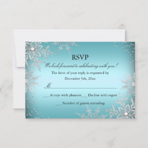 Crystal Snowflake Blue Christmas Party UAWG RSVP Karte