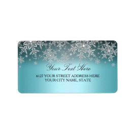 Crystal Snowflake Blue Winter Address Label Adressaufkleber