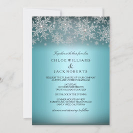 Crystal Snowflake Blue Winter Wedding Einladung