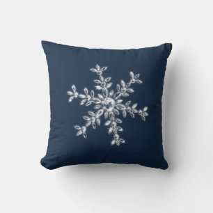 Crystal Snowflake Holiday Cushi in blau Kissen