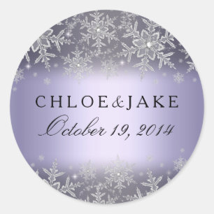 Crystal Snowflake Lila Winterhochzeit Sticker