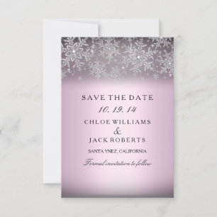Crystal Snowflake Pink Winter Save the Date