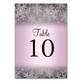 Crystal Snowflake Pink Winter Tischnummer Card